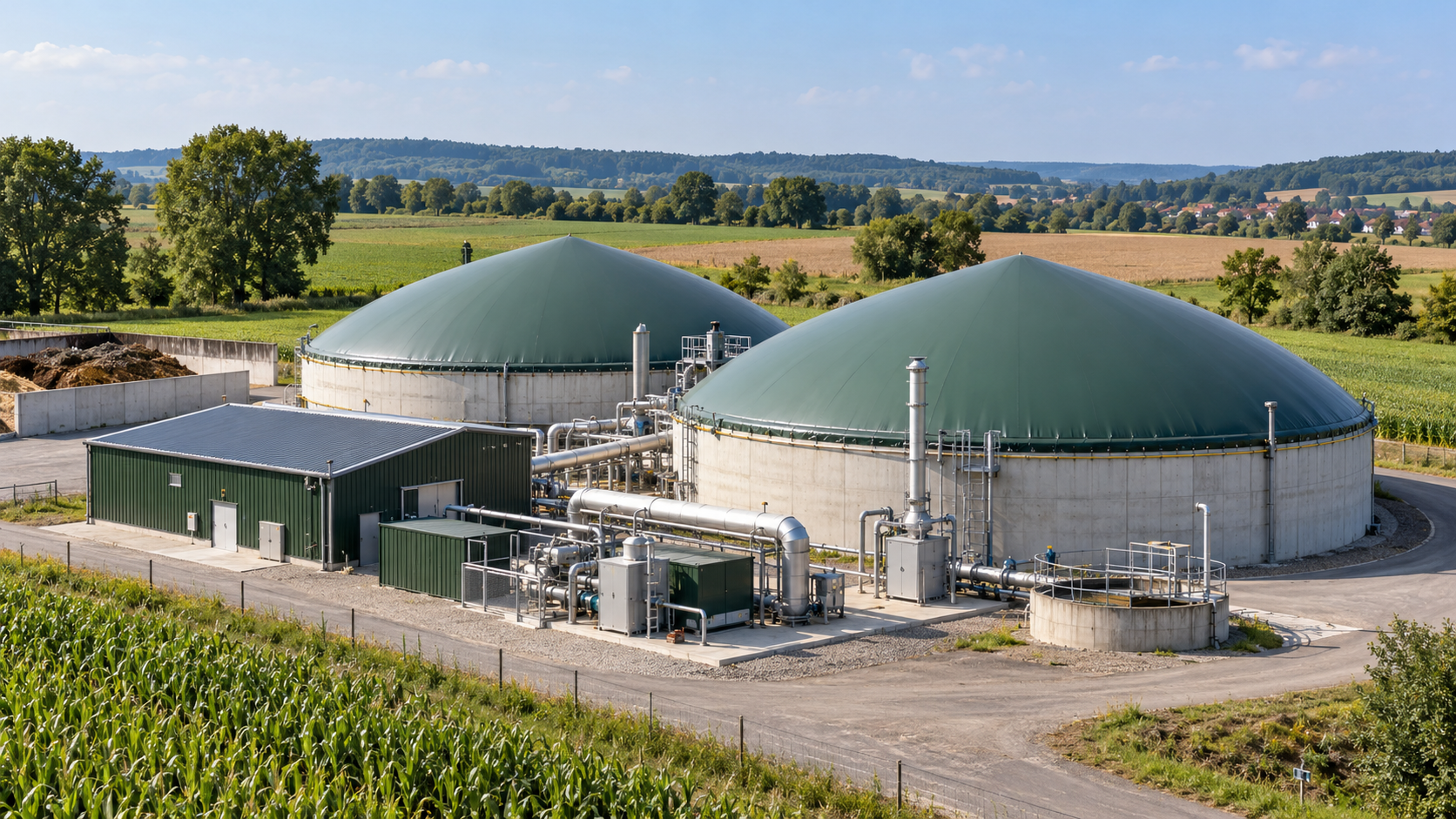 Symbolbild einer Biogasanlage, KI-generiert mit OpenAI / ChatGPT